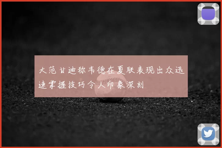 大范甘迪称韦德在夏联表现出众迅速掌握技巧令人印象深刻