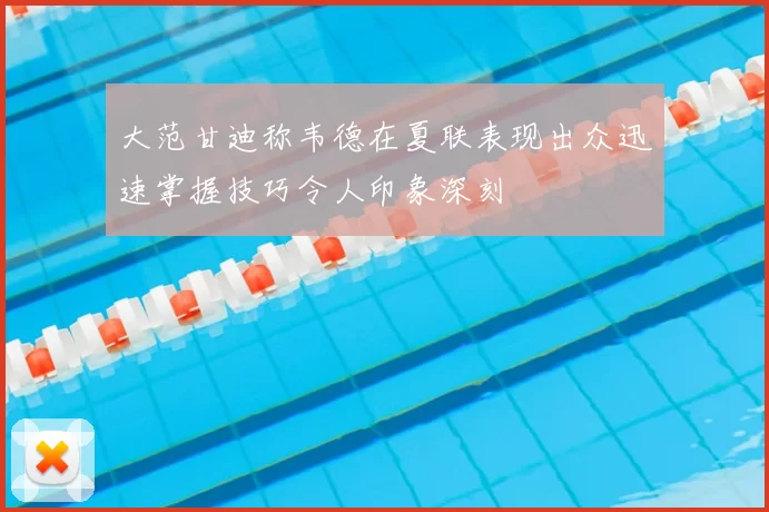 大范甘迪称韦德在夏联表现出众迅速掌握技巧令人印象深刻